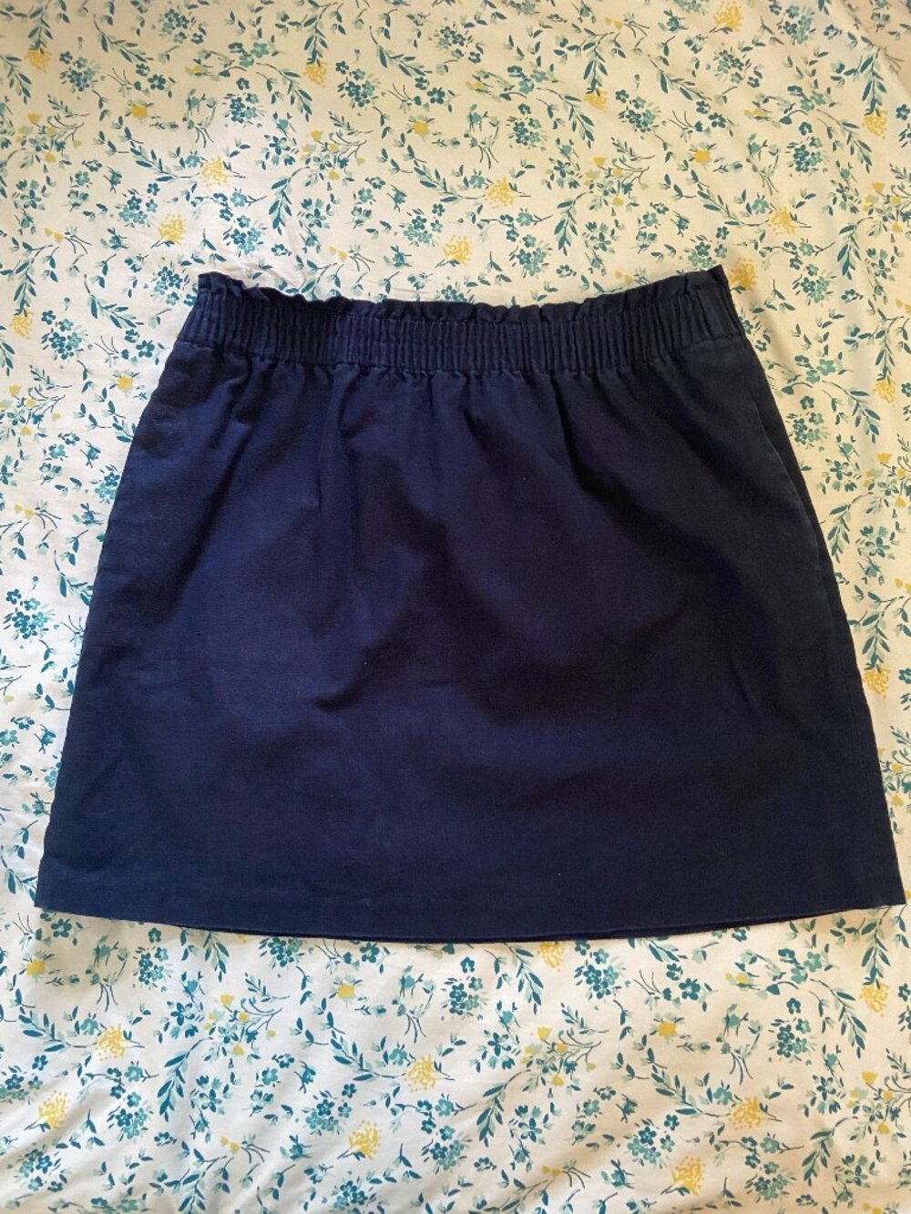 J Crew Factory Sidewalk Skirt Linen Blend Paper Bag Pull On Navy Womans Size 10